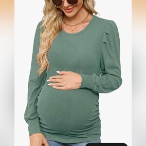 Maternity Long Sleeve Knit Top in Sage Green - brand new